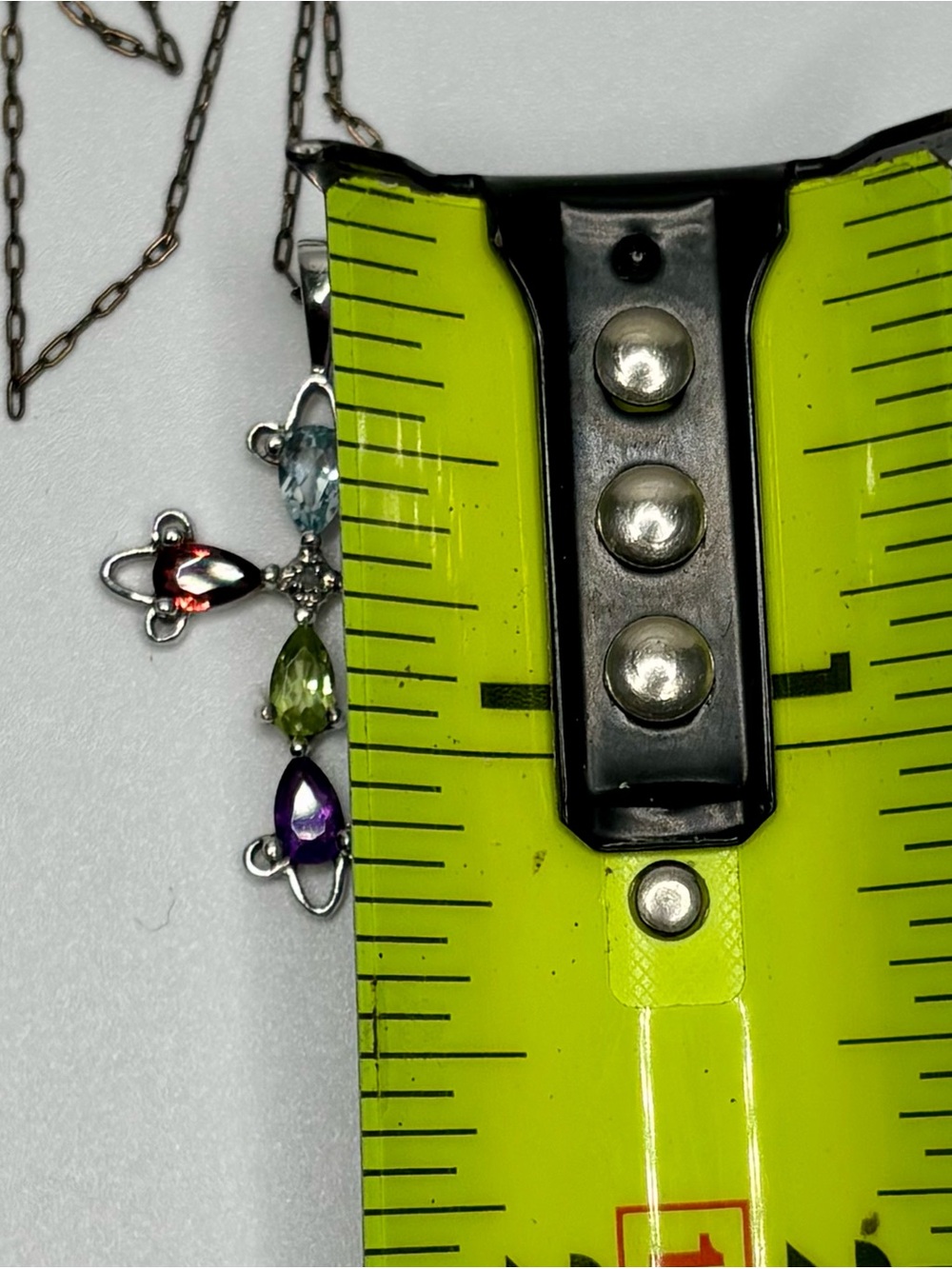 Vintage Ross Simons RSE Silver Multi Gem Cross Pendant Two Tone 14K GF Chain - Picture 9 of 9